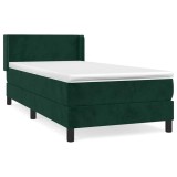 Cumpara ieftin Pat box spring cu saltea, verde inchis, 80x200 cm, catifea