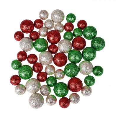 Globuri Decorative Crăciun, Multicolor, Spumă, Glitter, Set 12g foto