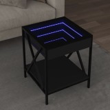 Măsuță de cafea cu LED infinity, negru, 40x40x49 cm