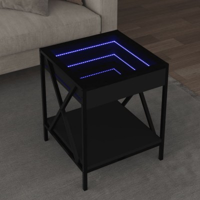 vidaXL Măsuță de cafea cu LED infinity, negru, 40x40x49 cm 847692 foto