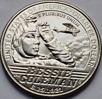 25 cents / quarter dollar 2023 USA, Bessie Coleman, litera D foto