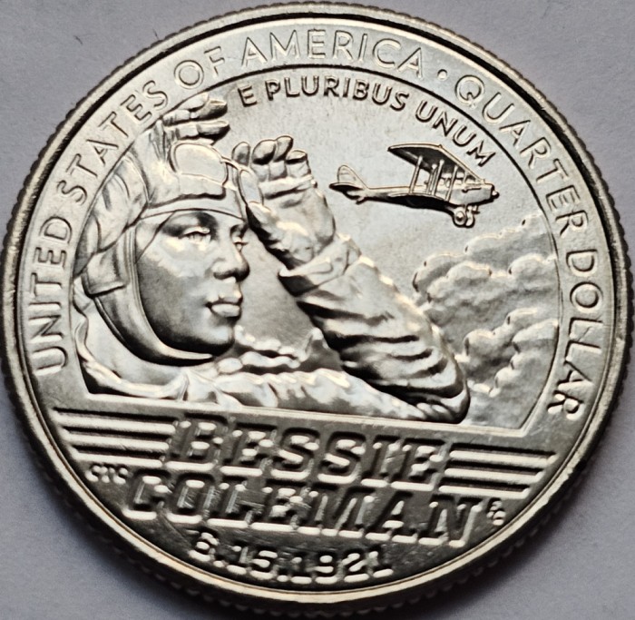 25 cents / quarter dollar 2023 USA, Bessie Coleman, litera D