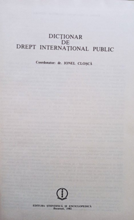 Ionel Closca - Dictionar de drept international public