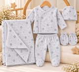Cumpara ieftin Set bebeluși 5 piese gri cu model stelute, bumbac 100% (Marime Disponibila: 0-3
