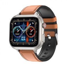 Smartwatch iSEN TK17 Maro, Piele, 1.91 HD, ECG, Ritm Cardiac, Oxigen in Sange, Glicemie, Tensiune Arteriala, Acid Uric, BMI, Monitorizare Somn, Moduri