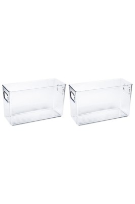 Set organizator frigider, Cu manere, 24x8x15 cm, Transparent, 2 bucati foto
