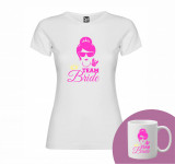 &quot;TEAM Bride&quot; Set Personalizat &ndash; Tricou + Cană Alb XXL