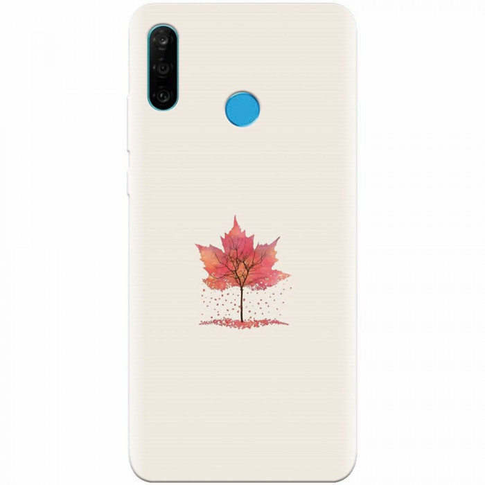 Husa silicon pentru Huawei P30 Lite, Autumn Tree Leaf Shape Illustration