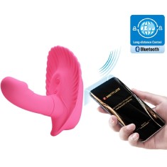 Stimulator Fancy Clamshell 12 Moduri Vibratii, Bluetooth Control Free App, Silicon, Roz