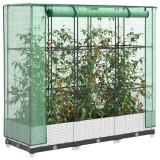 VidaXL Strat &icirc;nălțat cu husă de seră, aspect ratan, 120x40x123 cm