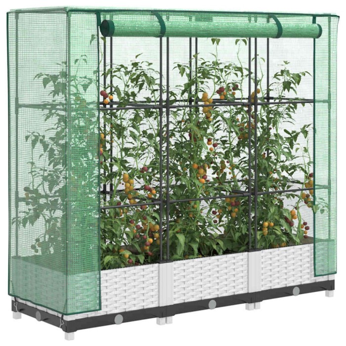 vidaXL Strat &icirc;nălțat cu husă de seră, aspect ratan, 120x40x123 cm 4015839