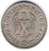 Germania 5 Marci Argint 1936, Funf Reichs Mark, XF, Argint, Germania 1936, Marca Argint
