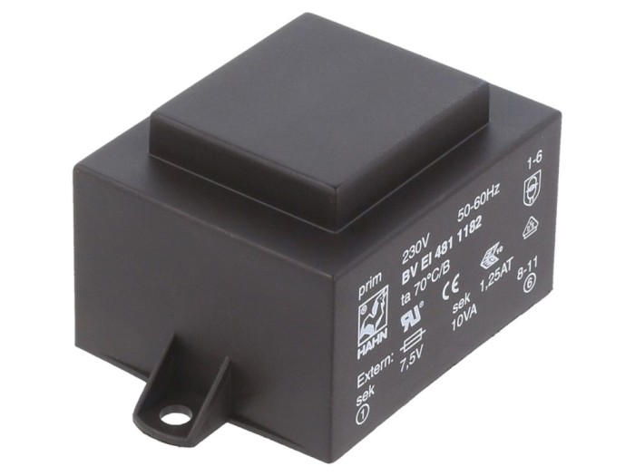 Transformator &icirc;ncapsulat 10VA 230V 7.5V PCB