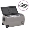 Ladă frigorifică cu roată și adaptor, 50 L, negru&amp;gri, PP &amp; PE
