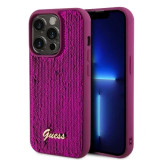 Husa Guess Sequin Script Logo pentru iPhone 14 Pro Max Magenta