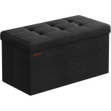 SONGMICS Taburet pliabil cu sezut moale, spatiu de depozitare 89 litri, maxim 300kg, 76x38x38 cm, negru Household NewTrend