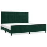 Cumpara ieftin Cadru de pat fara saltea, verde inchis, 200x200 cm, catifea
