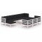 Set mobilier gradina cu perne, 11 piese, alb, lemn masiv pin