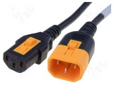 Cablu SCHURTER 3x0,75mm2 IEC C13 mamă - IEC C14 tată, PVC 0,6m, negru, 10A
