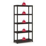 Raft din plastic, pentru depozitare, Keter Plus Shelf 90/40/5, 90 x 40 x 182 cm, negru, 55 kg/polita