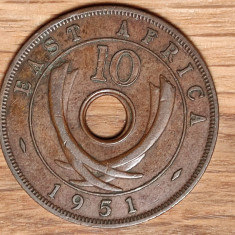 Africa de Est - moneda istorica - 10 cents bronz 1951 stare ff buna - George VI