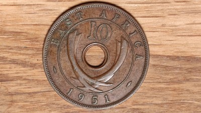 R08 Africa de Est - moneda istorica - 10 cents bronz 1951 stare ff buna - George VI foto