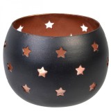 Suport Lumanari, Model Stele, Metalic, Culoare Bronz Interior și Negru Exterior, Diametru 7x7 cm, Oem