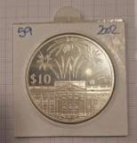 EAST CARIBBEAN STATES ELIZABETH II, 10 Dollars, KM#59, ARGINT, comemorativa, America Centrala si de Sud