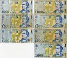 Lot 14 x Bancnote 5000 lei 50,000 10,000 2000 1000 lei Romania anii &amp;#039;90 foto