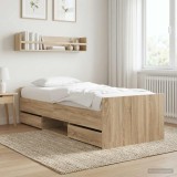 Cumpara ieftin Cadru de pat cu sertar Stejar Sonoma Lemn prelucrat