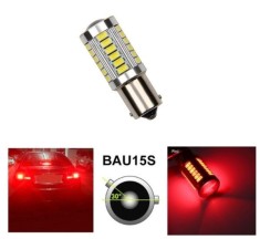 LED 33 SMD BAU15S PY21W 1156 Canbus Lampa Becuri Lumini Rosu 12V 24V cu Lentila