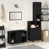 Set mobilier baie 3 piese stejar negru lemn prelucrat