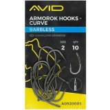 Carlige Pescuit Avid Carp Armorok Curve Barbless, Nr.8, 10buc/pac - Otel Carbon, PTFE, Ascutire Chimica