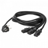 Cablu de alimentare Schuko la 3 x IEC C13 1.8m Negru, KGWB3-0180-SW, Oem