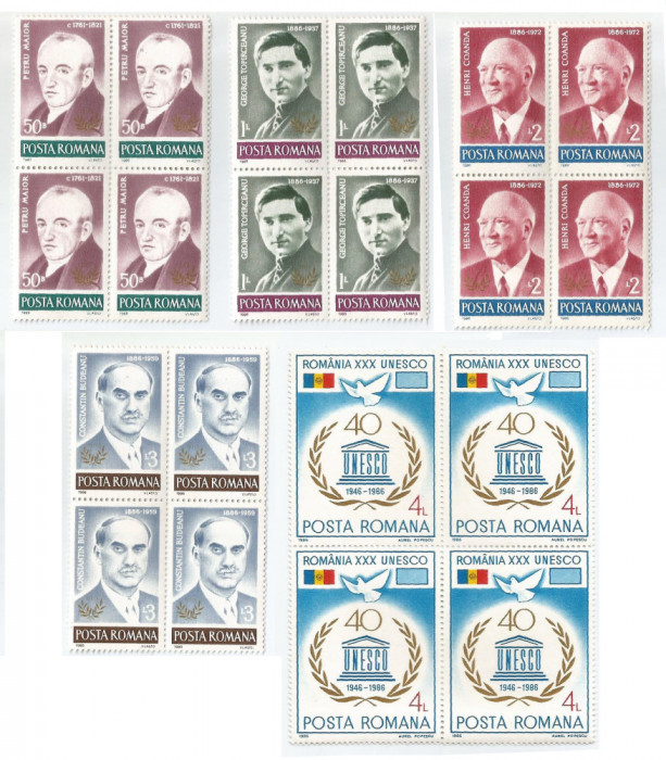 |Romania, LP 1159/1986, Aniversari, bloc 4, MNH