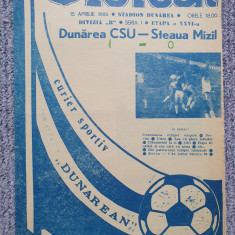 Program meci fotbal Dunarea CSU Galati-Steaua Mizil 15 Aprilie 1986, stare buna