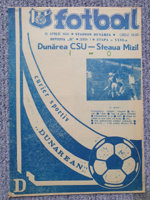 Program meci fotbal Dunarea CSU Galati-Steaua Mizil 15 Aprilie 1986, stare buna foto