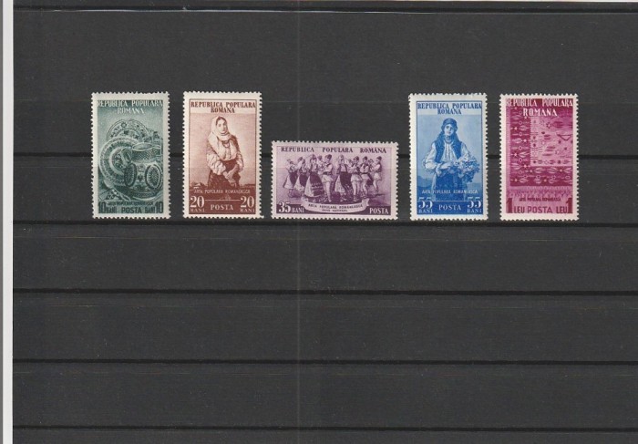 ROMANIA 1953 LP 345 ARTA POPULARA ROMANEASCA SERIE MNH NESTAMPILATA