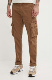 Superdry pantaloni barbati, culoarea maro, mulata