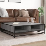vidaXL Măsuță de cafea gri sonoma, 100x100x30 cm, lemn prelucrat/metal 848777