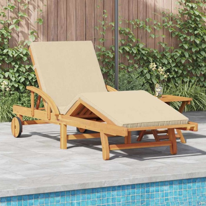 vidaXL Șezlong cu pernă 2 pcs Bej 40 x 40 x 40cm Lemn masiv de acacia