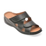 Papuci DR FIT negri, EV2854, din piele naturala