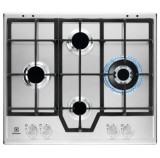 Plita incorporabila Electrolux KGS64562SX, Gaz, 4 arzatoare, Arzator Wok. Aprindere electrica integrata, Dispozitiv siguranta, Gratare fonta, 60 cm (A