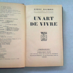 UN ART DE VIVRE - ANDRE MAUROIS