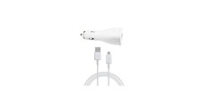 Incarcator Auto, Adaptive Fast Charge, 2xUSB, 2.0A + Cablu Type C,1.2m, Alb