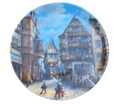 FARFURIE VINTAGE DIN PORTELAN &quot; Piața centrală din Bernkastel-Kues&quot; 1989