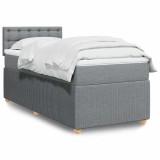 Cumpara ieftin Pat continental cu saltea, gri deschis, 80x200 cm, textil