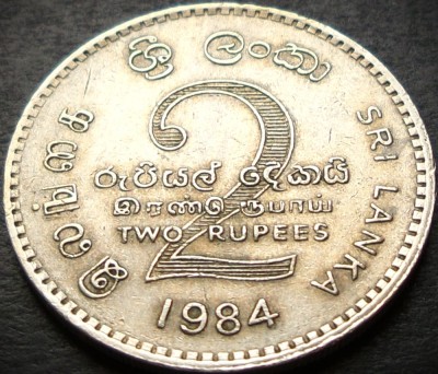 Moneda exotica 2 RUPII / RUPEES - SRI LANKA, anul 1984 * cod 4362 foto