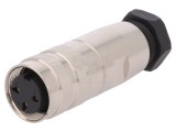 Conector BULGIN M16 mufă mamă 3 pini 7A 250V lipire cablu drept PXMBNI16FBF03ASC