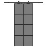 Cumpara ieftin Usa glisanta cu set feronerie neagra 90x205cm sticla securizata